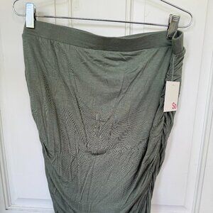 Olive Green Ruched Pencil Skirt